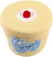 Decorative Cotton Rope Storage Basket with Lid Handwoven Organizer for Bedroom Living Room Nursery Versatile Storage for Snacks Sundries Braided Design Rabbit