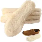 [Linwnil] 2Pairs Sheepskin Insoles Kid's Premium Thick Wool Fur Fleece Inserts Cozy & Fluffy for Children's (4 Big Kid/EU 36)