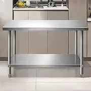 YUGXTH Stainless Steel Food Prep Table, Stainless Steel Kitchen Worktop, Heavy Duty Prep Worktable, 2 Tier Food Prep Table Work Bench, for Restaurant Kitchen Home(90x60x80cm)