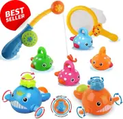 Bath Toys Fishing Game, Swimming Whales Bathtub Toy for Toddlers 18+ Months