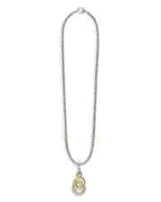 Lagos 18K Yellow Gold & Sterling Silver Diamond Interlocking Ring Pendant Necklace, 18