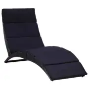 NNEVL Sunbed with Cushion Poly Rattan Black