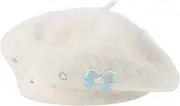 [Yardenfun] Dorable Bow Beret Hat Cozy Imitation Wool Women's French Beret Autumn h White