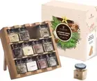 Wooden 3-Tier Spice Rack, 12 Filled Glass Jars, 12 Organic Spices Included, Brow