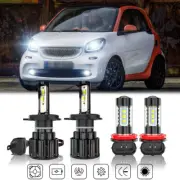For Smart Fortwo 2016-2018 4X 6000K LED Headlight High/Low Beam+ Fog Light Bulbs (for: Smart)