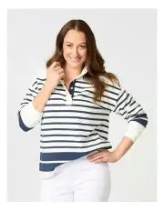 [Fella Hamilton] Charter Stripe Stud Long Sleeve Top in Assorted