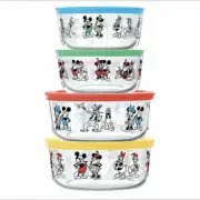 Pyrex 8-Piece Disney Mickey Mouse and Friends Decorated Food Storage Set USA