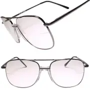 Genuine Vintage Half Lens Bifocal Square Gunmetal Reader 3.00 Reading Glasses