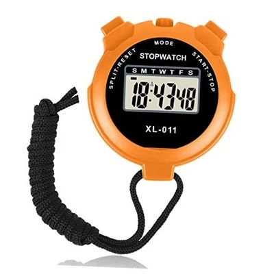 Digital Simple Stopwatch - Large Display, Single Lap Split, 12/24 Hour Orange