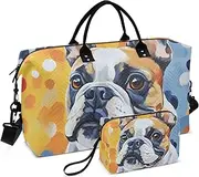 [YXYZRMY] Cut Pugdog Dots Travel Duffel Bag Gym Bag Sports Tote Bag with Multiple Interior Pockets Shoulder Weekender Bag for Women Men with Toiletry Bag 20.5”x 7.9”x 13.8”, Multi-Colored, one size