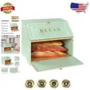 Large Double Layer Bread Box in Retro Mint Green - Elegant Kitchen Storage