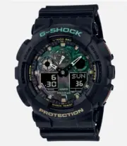 Casio G-Shock Analog-Digital Black Band with Sepia/Blue Dial Watch GA100RC-1A