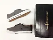 Vintage Polo Ralph Lauren Vaughn Grey Canvas Big Kids Shoes Boat Casual