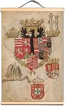 Unique Bavarian Court Knight's Order Scroll Posters with Solid Wood Axis Room Home Wall Decor Art Vintage Knights Templar Art Print Painting Wall Hanging Flag 5
