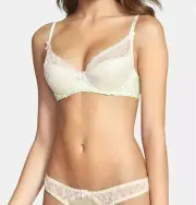 Mimi Holliday 'Kiwi Pavlova' Silk & Lace Padded Super Plunge Bra Size 34DD $95