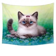 Stunning Cat Painting Ladybugs and Kitten Tapestry