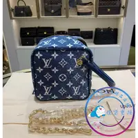 在飛比找蝦皮購物優惠-正品免運 LV 路易威登 SQUARE BAG 藍色丹寧牛仔