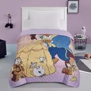 Beauty and The Beast Quilted Twin Size Bedspread Princess Belle