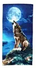 Wolf Howling at the Moon Theme Luxurious 100% Cotton Beach Towel - NWT
