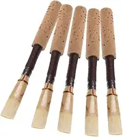 5pcs Oboe Reeds Cork Reed Strength Medium with Plastic Container Brown