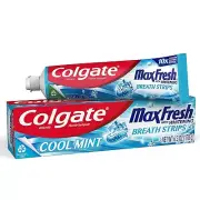 Colgate Max Fresh with Whitening Toothpaste with Mini Breath Strips, Cool...