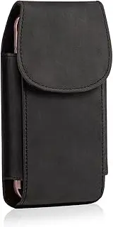 Hengwin Leather Mobile Phone Holster Case Waist Belt Bag for iPhone 15 Pro Max/15Plus iPhone 14Plus 14 13 12 11 Pro Max/Samsung Galaxy S23Ultra S23+ S22 S21 A72 A54 A13 Mobile Phones (Retro Grey)