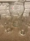 Coca Cola - Coke Collectible 3 Pc Set. 9.5” Pitcher With 4 Glasses