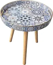 [Gesodant] Premium Wooden Side Table with Detachable 3 Legs Versatile Coffee Table with Tray Design, Perfect for Coffee, Tea, and Relaxation Time (Bohemian)