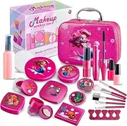 MR.TIMELAG Kids Makeup Kit for Girls - 22PCS Pretend Play Cosmetic Set with Lip Gloss, Eyeshadow, Nail Polish & Jewelry | Non-Toxic, Washable & Safe Toys for Ages 3-8
