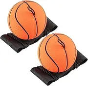 Wrist Return Ball, 2Pcs 60mm/2.4Inch Rebound Ball with Wrist Strap, Rubber Basketball Return Bouncy Balls for Kids Adults Training & Fun, Rebound