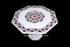 36" marble center Table Top semi precious stones Art Work with marble Stand