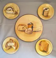 5 Piece Set Williams-Sonoma "CHEESE" Fromage Serving and Appetizer Plates