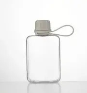 Flat Water Bottle Travel Flask Portable 8.2 oz BPA Free Tritan Square Small W...