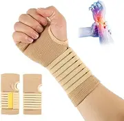 Carpal Tunnel Wrist Brace Pair with Adjustable Compression Strap Hand Palm Wrist Support for Carpal Tunnel Tendonitis Wrist Pain Hand Pain Sports Injuries Two Pieces