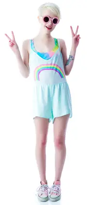 [Wildfox Couture] Pastel Rainbow Rio Romper