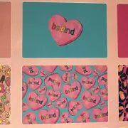 Maxwell & Williams Kasey Rainbow Be Kind Placemats Reversible Aqua Blue Heart BN