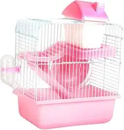 Double Layer Hamster Cage Small Animal Cage Pet Accessories Exercise Playing House for Small Animals Sugar Glider, Pink