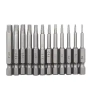 12Pack Steel Tamper Proof Torx Head Magnetic Screwdriver Bits Flat Head 1/4" Hex