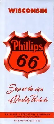 1957 Phillips Road Map: Wisconsin NOS