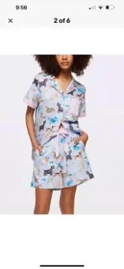 NEW PETER ALEXANDER CUTE DOGS TOP & SHORTS COTTON SATEEN PJ SET SMALL RRP$139.90