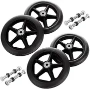[MUXHEL] 4 Pcs 6 Inch Walker Wheels Replacement, Solid Wheelchair Front Wheels, Anti-Slip Rollator Replacement Wheels for Wheelchairs, Rollators, Walkers