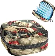 Period Bag,Sanitary Napkin Storage Bag,Christmas Stamp Santa Claus,Tampon Holder for Purse