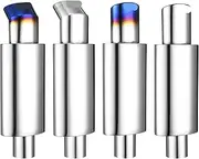 Car Exhaust Pipe Muffler Tail Universal Oval Stainless 51 57 63mm Blue Silver Exhaust System Mufflers Sports Car Sound(Curved blue 63MM)