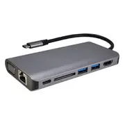 Shintaro USB-C Travel Dock (USB-C to HDMI/VGA, 2 x USB 3.0, 1 x USB-C PD3.0, SD/Micro SD card reader, RJ45 and compatible with iPad Pro and Macbook SH-USBCTDHUB