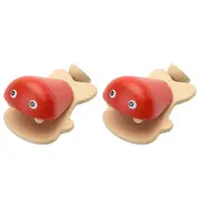 2PK PlanToys Fish Castanet Kids Wooden Musical Hand Percussion Toy Orange 12m+