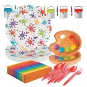 Fun Express Little Artist Party Disposable Tableware Kit, 129 Piece