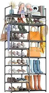 [Kottwca] 2 Row 10 Tier Tall Shoe Rack Organizer for Closet Entryway, 40-45 Pair Shoe Boot Storage Rack, Metal Shoe Shelf Small Vertical Stackable Shoe Stand for Bedroom Corner