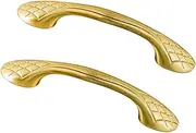 Cabinet Handles Solid Brass Gold Cupboard Handles Drawer Handles 96mm-128mm with Screws Furniture Handles for Drawers Kitchen Cabinet Handles Vintage for Cupboard Wardrobe Doors Bedroom(96mm/3.8in) ( 96mm/3.8in)