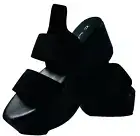 Comfort Fit Two-Strap Sexy High Platform Wedge-Heel Chunky Sandals Black US 5.5