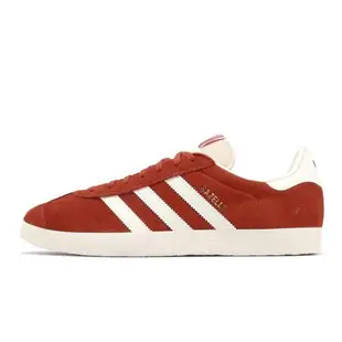 adidas 休閒鞋 Gazelle 男鞋 女鞋 鮮紅 奶油白 經典 復古 三線 金標 麂皮 愛迪達 GY7339